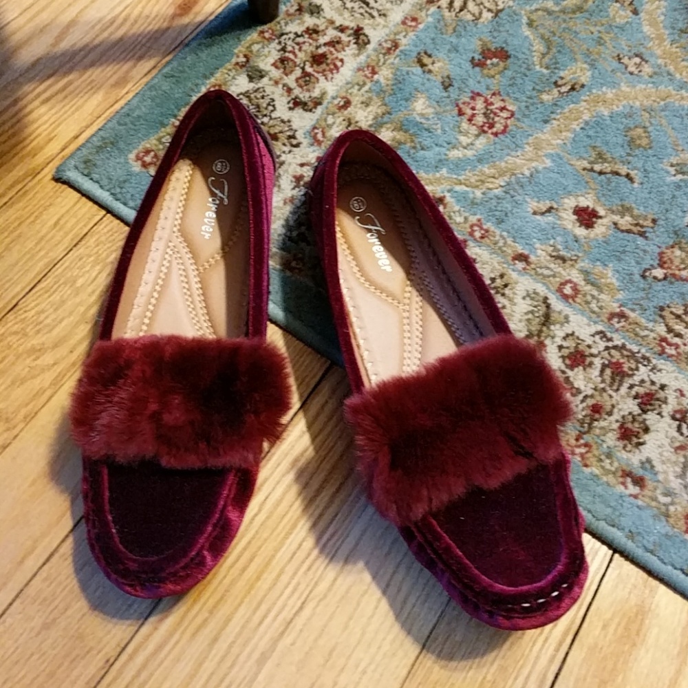 NEW velvet fur loafers